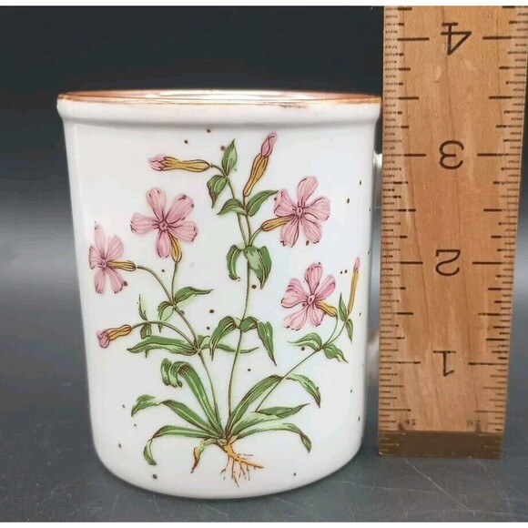 Vintage Stoneware Coffee Mug Hearthside Buffet Ware Cup Pink Flowers  Japan - Picture 5 of 5